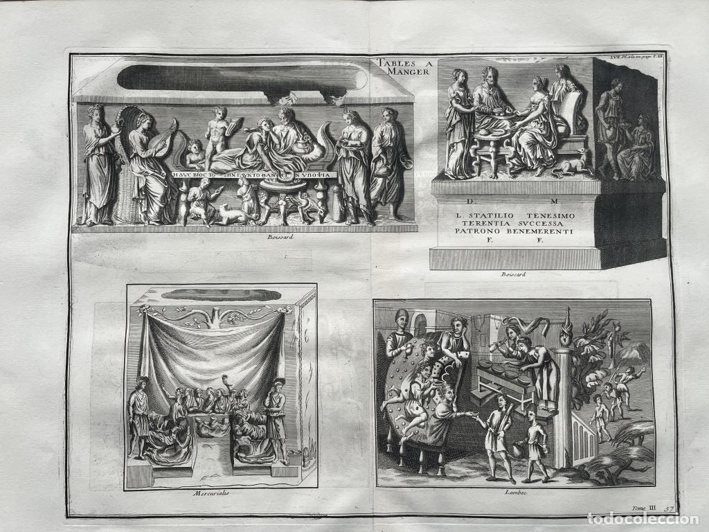 Arte: TIPOS DE MESAS DE COMER DE &Eacute;POCA ROMANA, 1719. MONTFAUCON - Foto 1