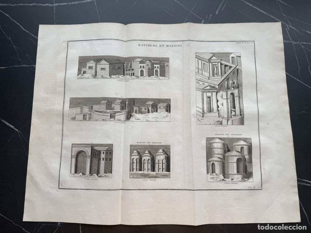 Arte: CASAS Y EDIFICIOS ROMANOS Y GERMANOS,1757. MONTFAUCON - Foto 2
