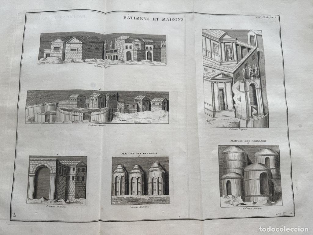Arte: CASAS Y EDIFICIOS ROMANOS Y GERMANOS,1757. MONTFAUCON - Foto 1