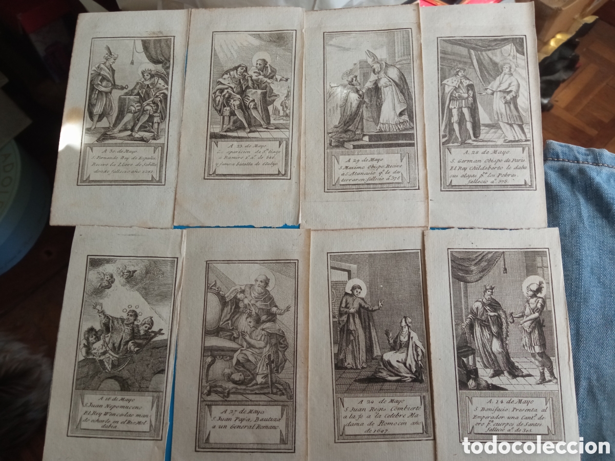 Arte: Lote de 8 antiguos grabados religiosos ,