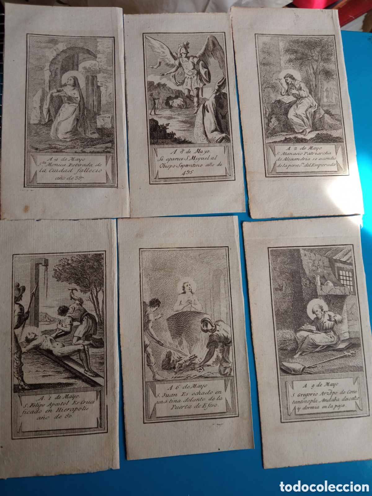 Arte: Lote de 6 antiguos grabados religiosos