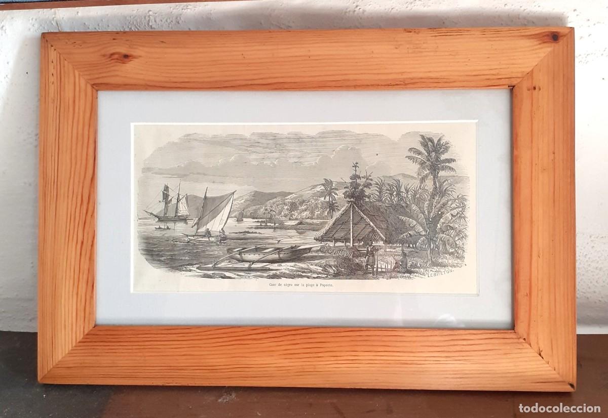 Arte: cuadro con L&Aacute;MINA ISLA DE PAPEETE POLINESIA, antiguo