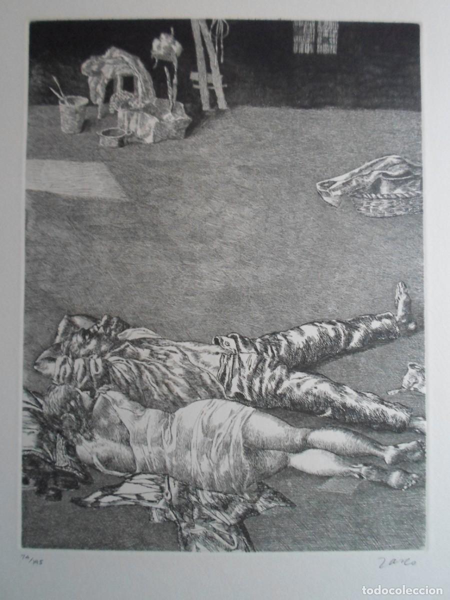Art: Antonio ZARCO (Madrid, 1930) pareja aguafuerte 1977 de 31x24 papel 50x38cms, firma y 74/195