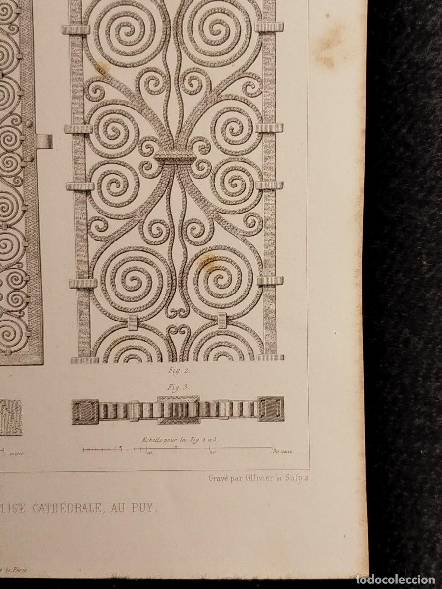 Arte: 1858. Grabado. Ventanal iglesia en Puy. Arquitectura. - Foto 4