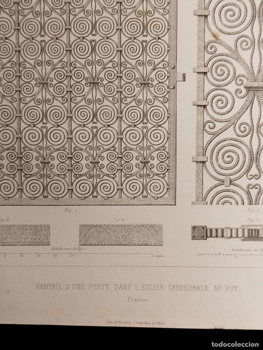 Arte: 1858. Grabado. Ventanal iglesia en Puy. Arquitectura. - Foto 5
