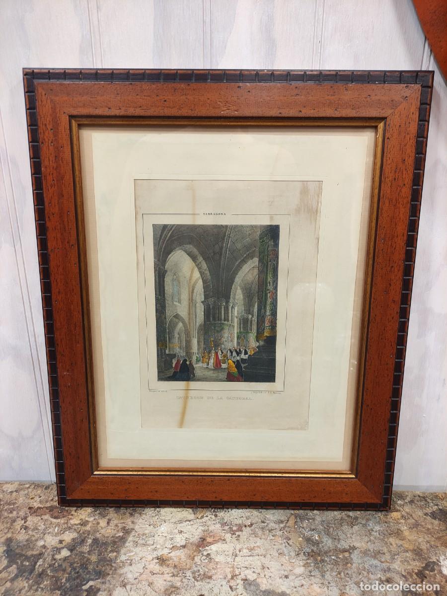 Arte: Cuadro grabado interior catedral tarragona - Foto 1