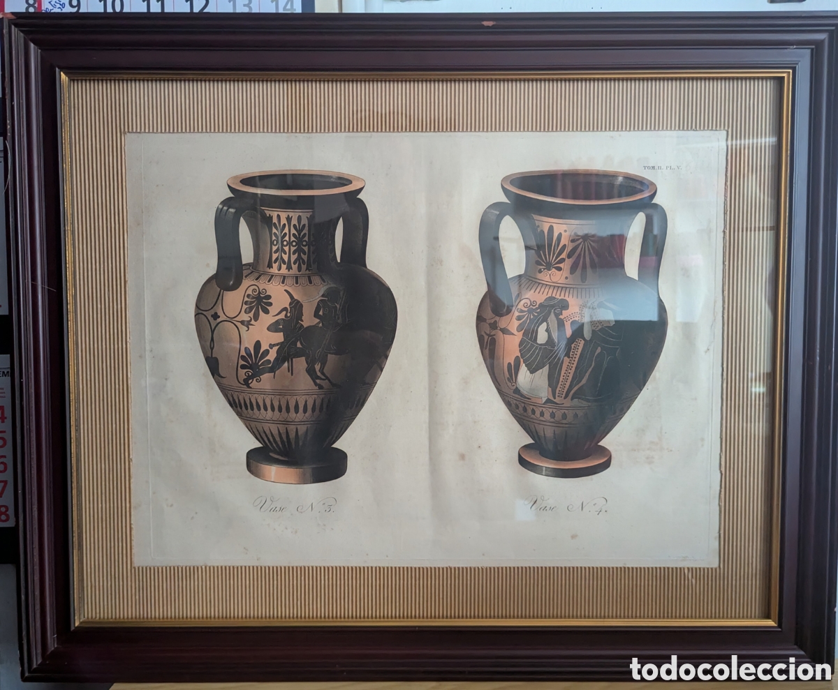 Arte: DOS GRABADOS DE VASIJAS GRIEGAS - Foto 3