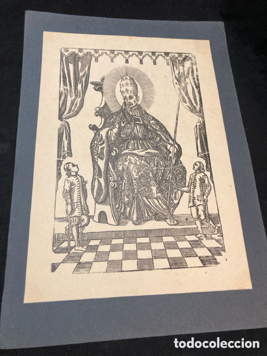 Arte: Grabado siglo SXIX papal - Foto 1