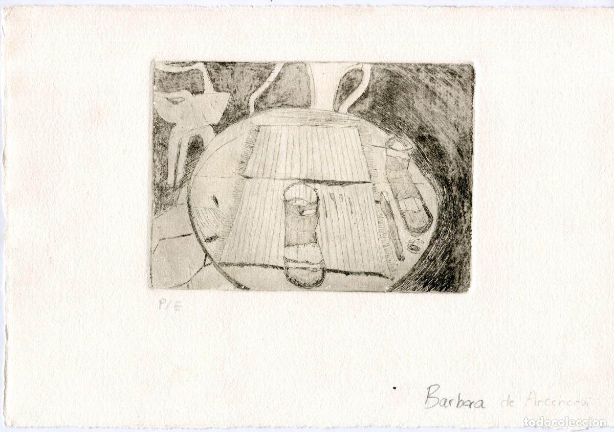 Arte: Bodeg&oacute;n - Aguafuerte original de B&aacute;rbara de Arcenegui, prueba de estado - Foto 1
