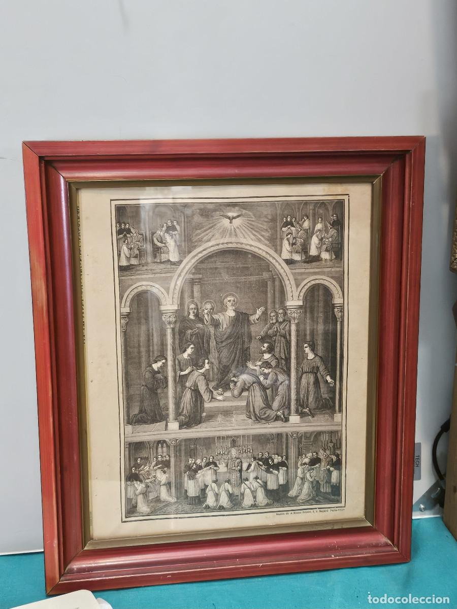 Arte: cuadro con grabado religioso antiguo - Foto 1