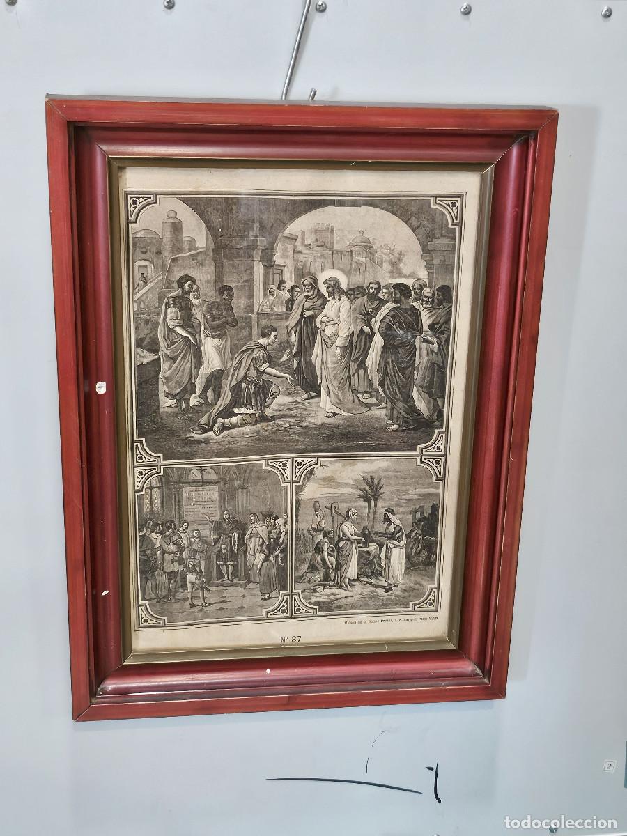 Arte: cuadro con grabado religioso antiguo - Foto 1