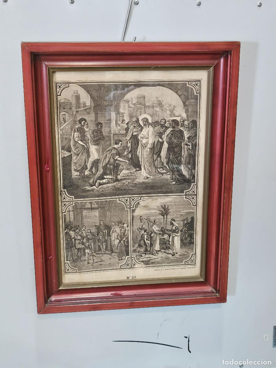 Arte: cuadro con grabado religioso antiguo - Foto 2