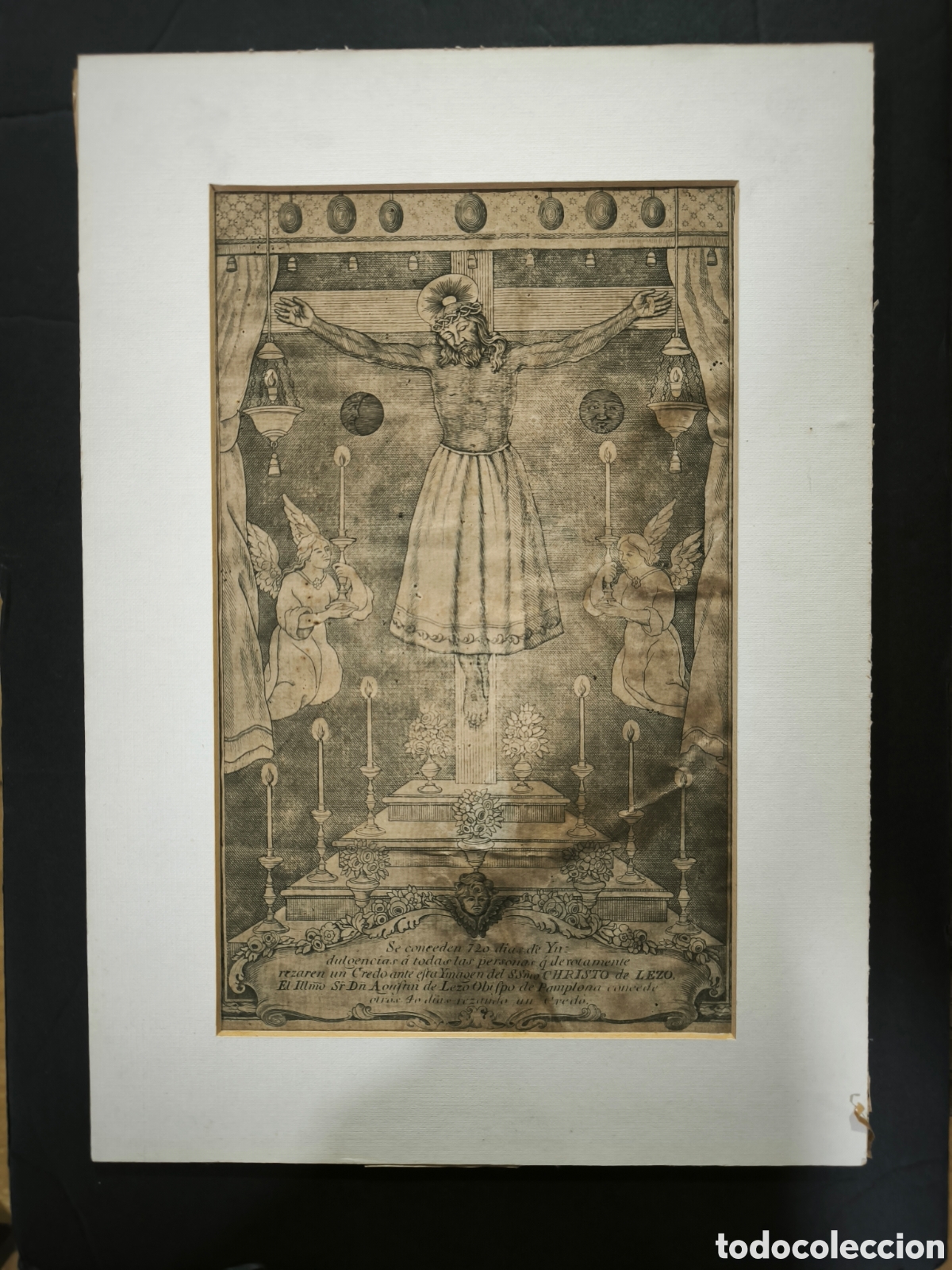 Arte: Grabado antiguo. Cristo de Lezo. Guip&uacute;zcoa. - Foto 1