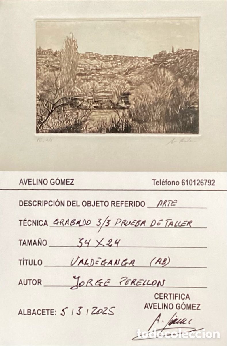 Arte: &ldquo; VALDEGANGA ( AB ) DE JORGE PERELLON. - Foto 2