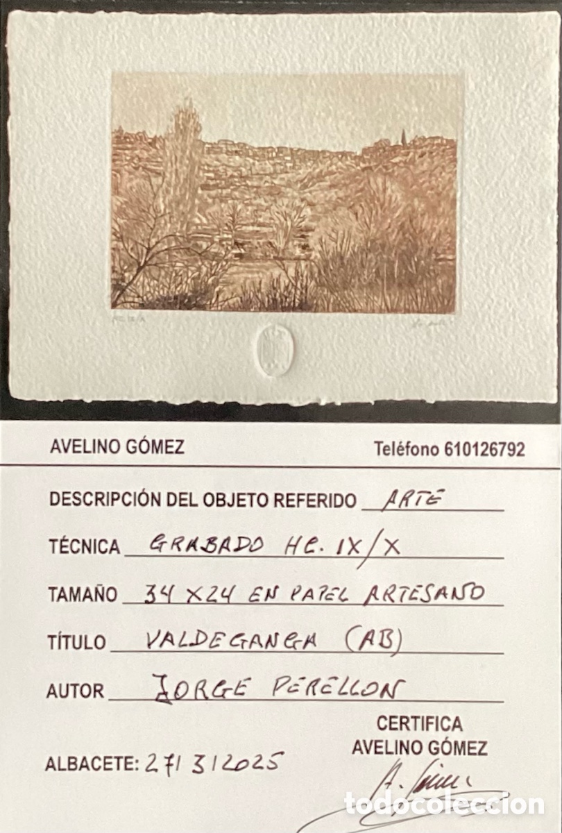 Arte: &ldquo; VALDEGANGA ( AB ) DE JORGE PERELLON. - Foto 2