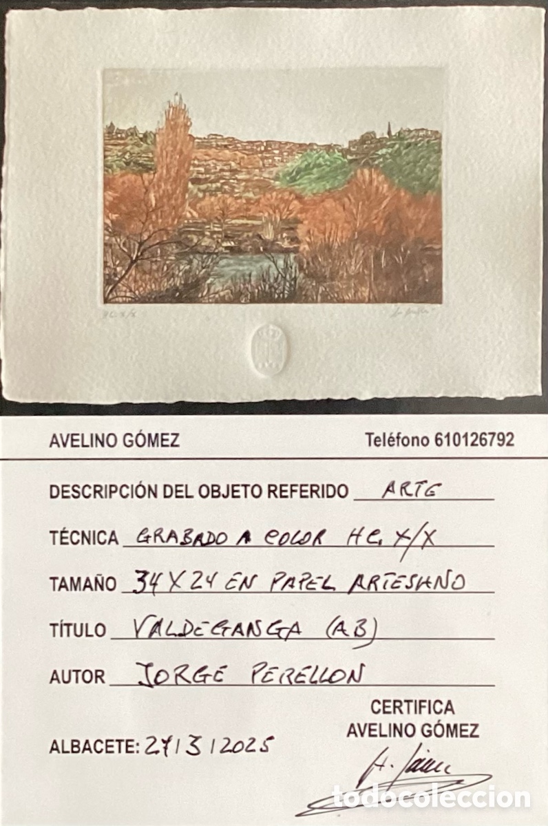 Arte: &ldquo; VALDEGANGA ( AB ) DE JORGE PERELLON. - Foto 2