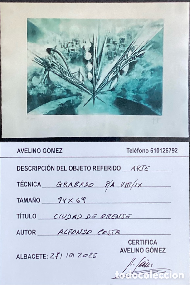Arte: &ldquo; CIUDAD DE &Oacute;RENSE &ldquo; DE ALFONSO COSTA. - Foto 2
