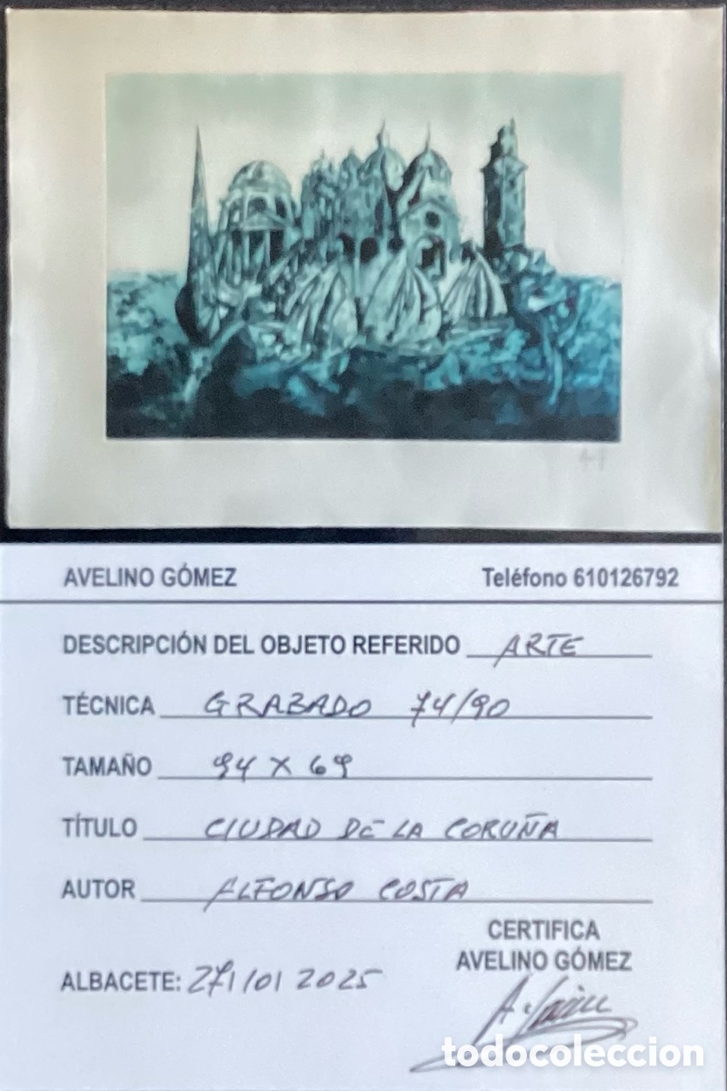 Arte: &ldquo;CIUDAD DE LA CORU&Ntilde;A &ldquo; DE ALFONSO COSTA. - Foto 2