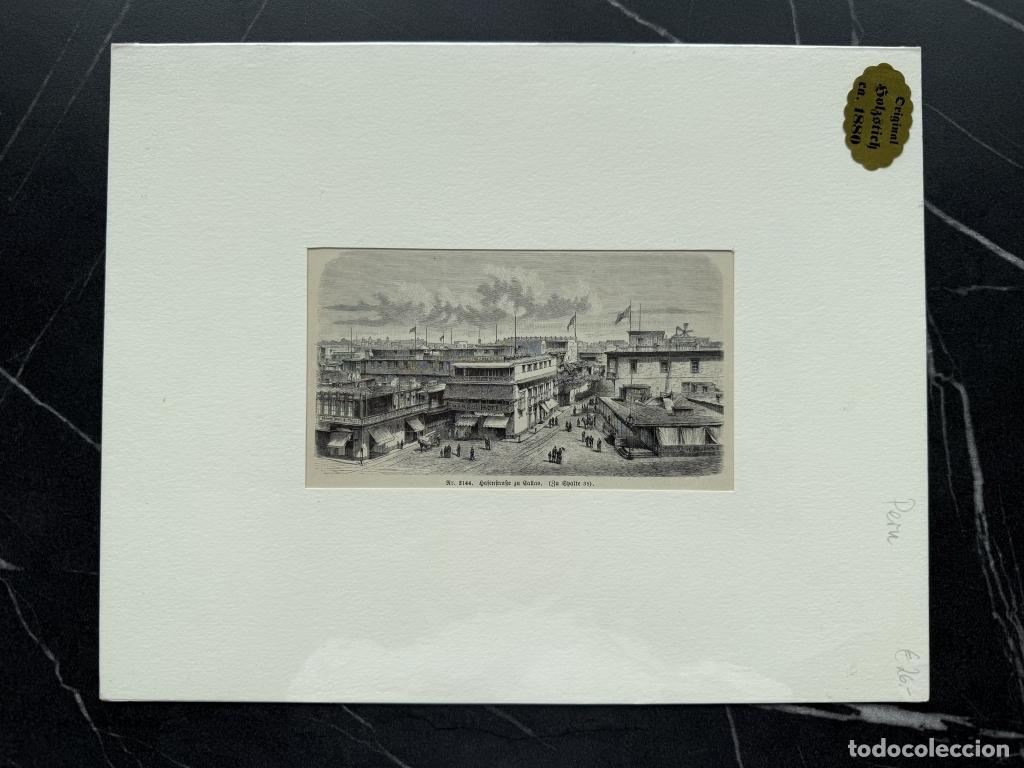 Arte: Edificios del puerto de El Callao, en LIma (Per&uacute;, Am&eacute;rica del sur), hacia 1880. An&oacute;nimo - Foto 2