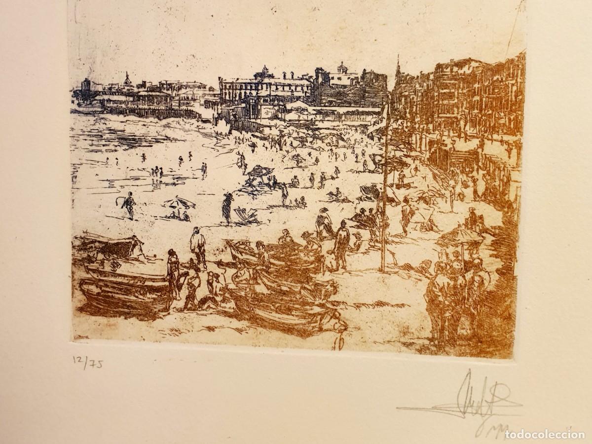 Arte: Grabado original, escena de playa. - Foto 2