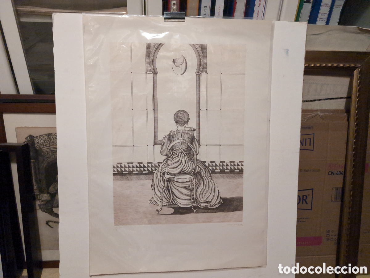 Arte: Grabado Carlos Bur&oacute; Mujer de espaldas - Foto 1