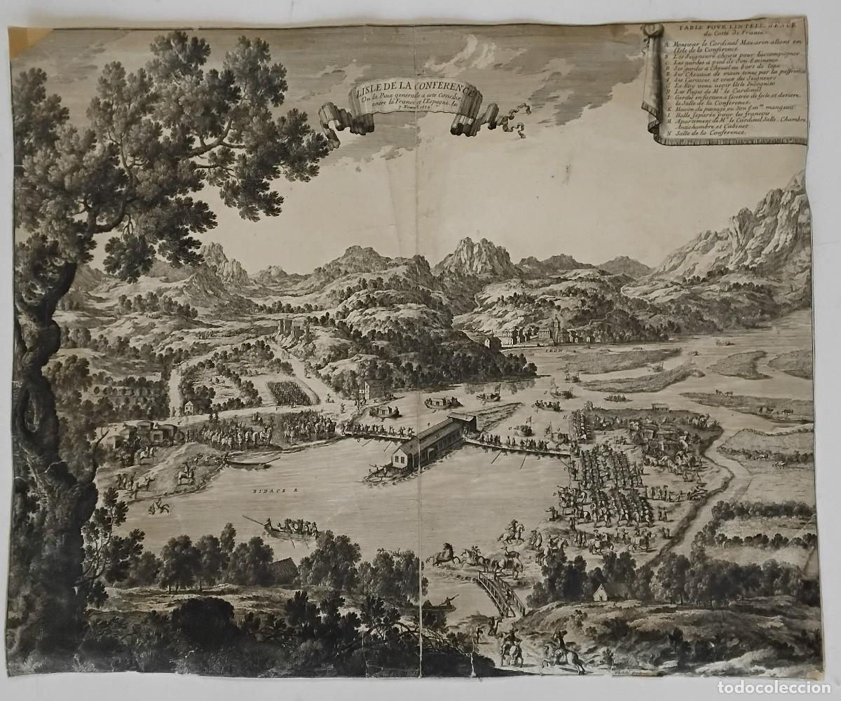 Arte: La isla de la paz de 1659, grabado 41 x 50 cm. - Foto 1