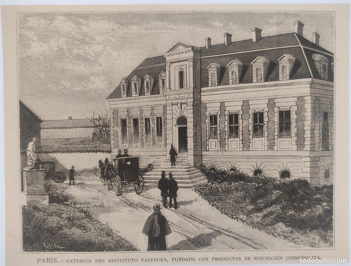 Arte: GRABADO. FRANCIA. PARIS. INSTITUTO PASTEUR. MEDICINA. EDIFICIO. ARQUITECTURA. - Foto 1