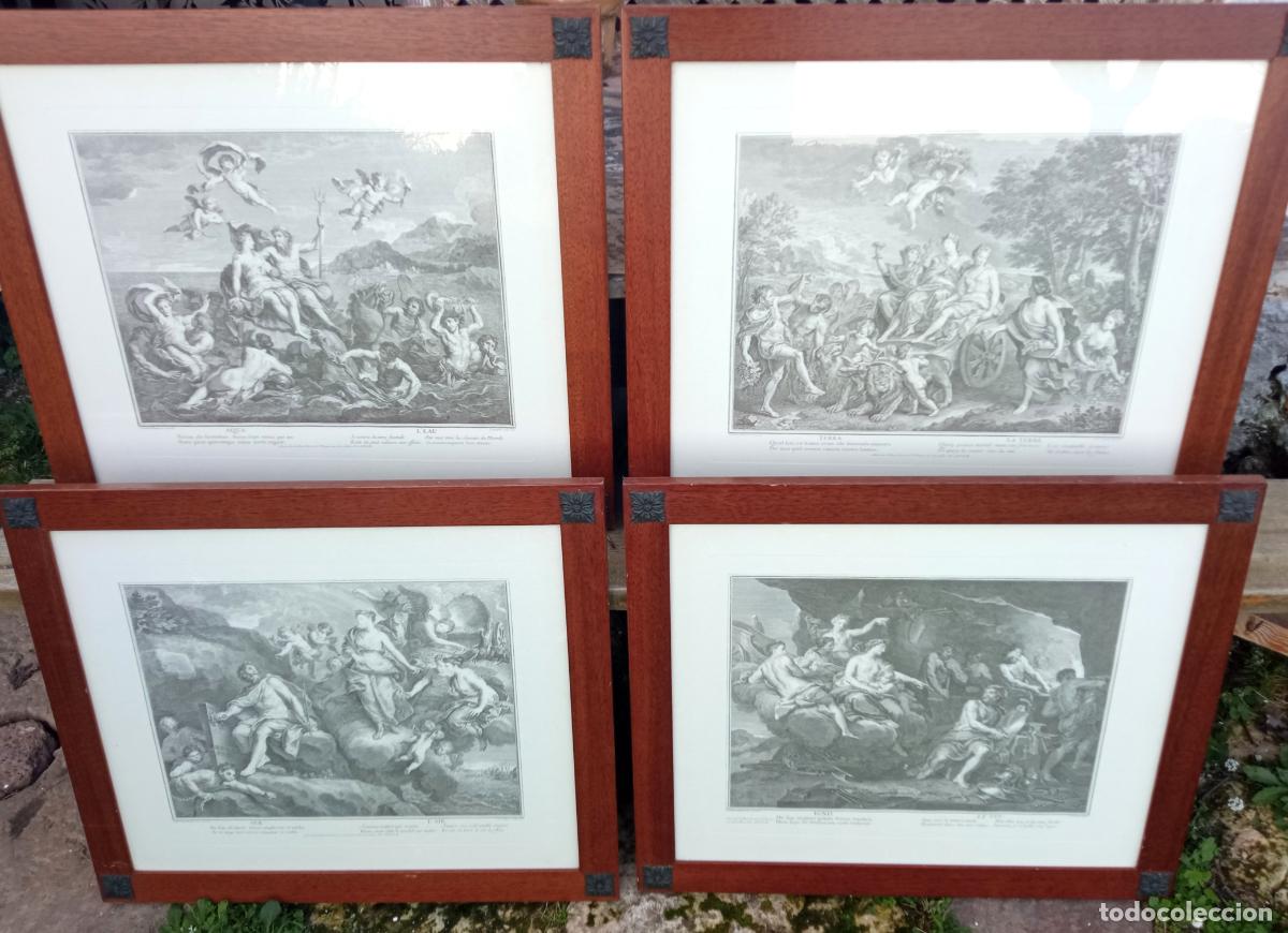 Arte: Cuatro bellos grabados 60 cm - Los Cuatro Elementos - magn&iacute;ficos marcos