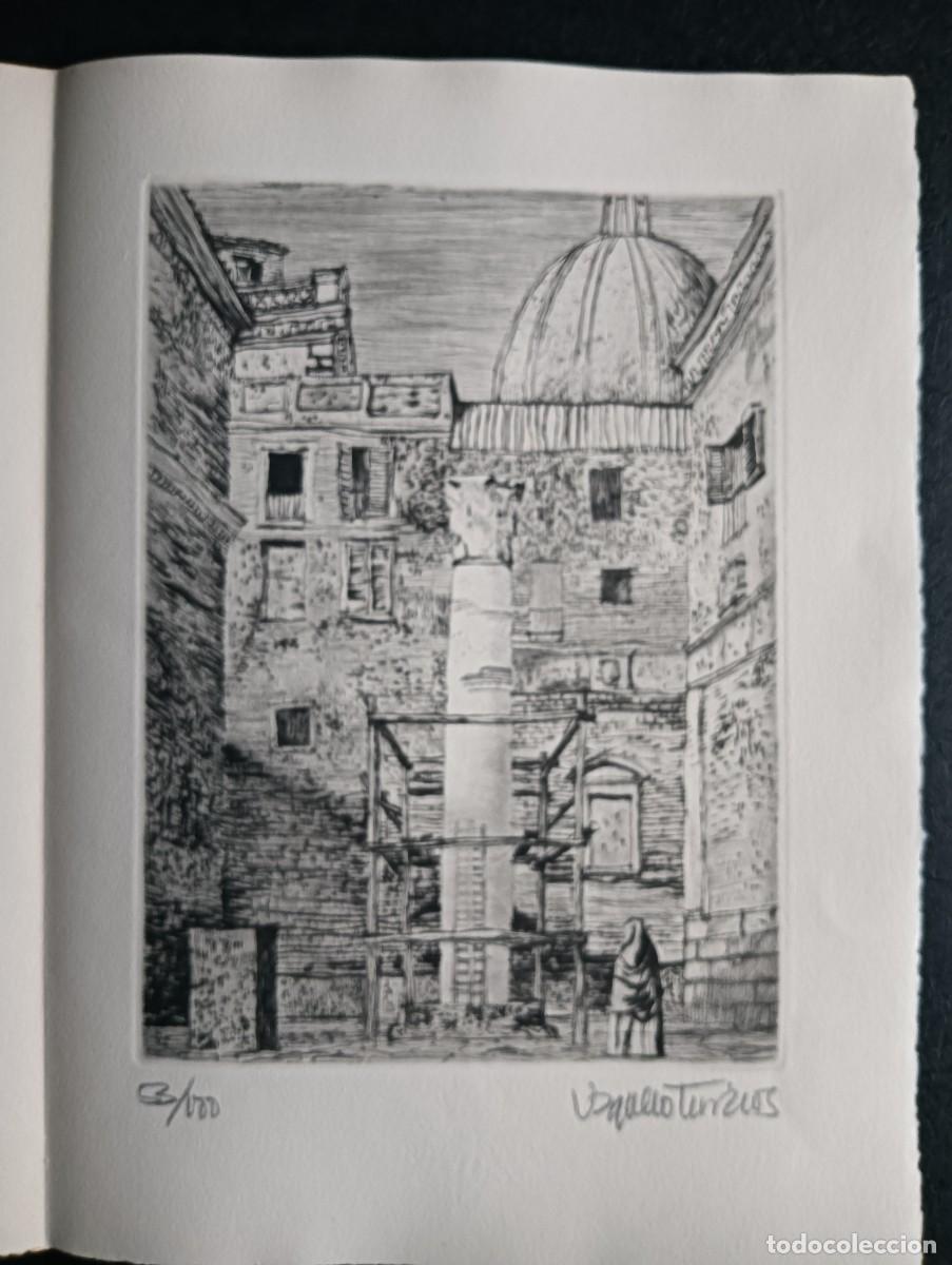 Art: Vaquero Turcios (Madrid 1933) Roma: grabado 1957 de 18x25 papel 48x34 firma num Oviedo Santander