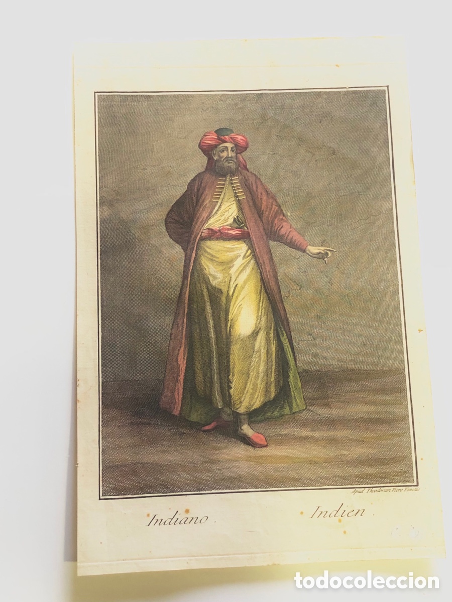 Arte: Antiguo grabado Indio - Foto 1