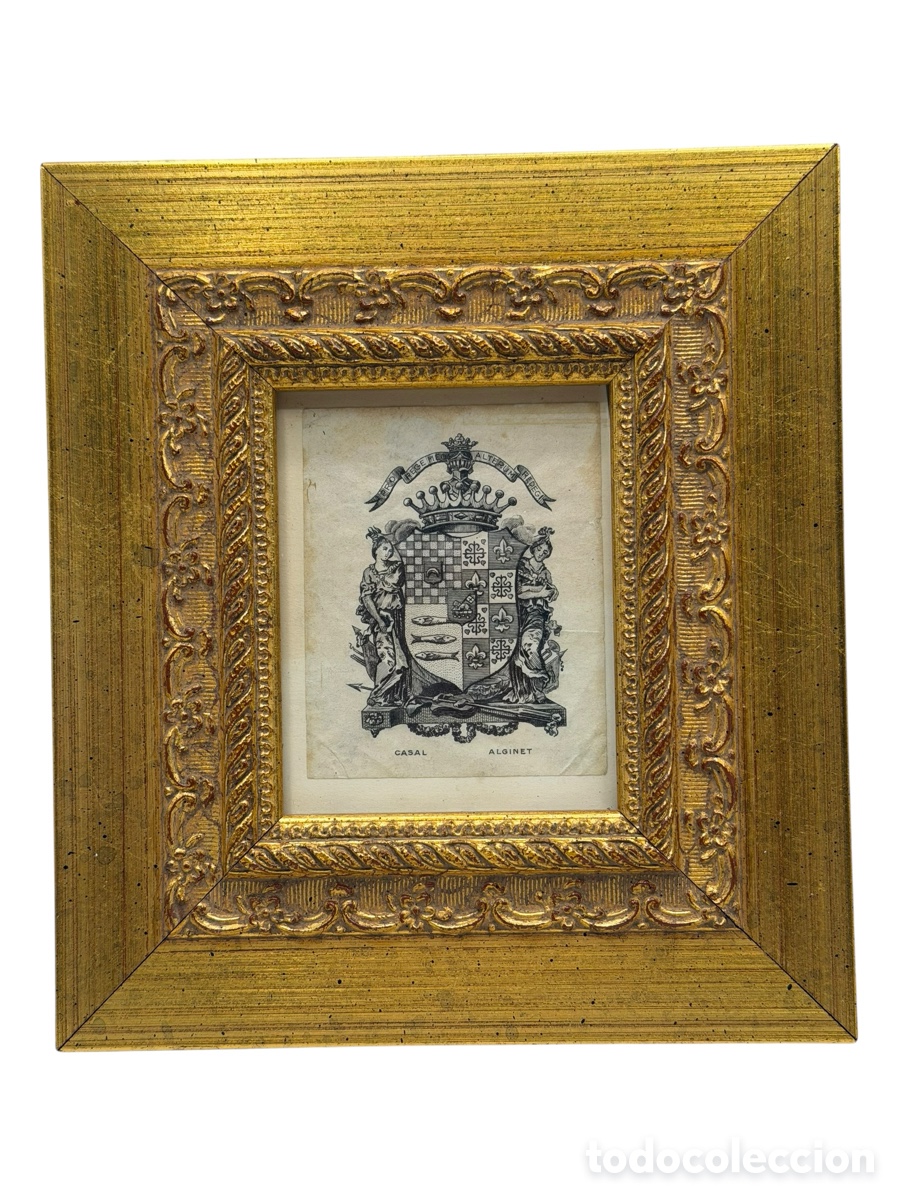 Arte: Antiguo Grabado Her&aacute;ldico Enmarcado