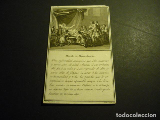 Arte: MUERTE DE MARCO AURELIO GRABADO SIGLO XVIII T. L. ENGUIDANOS Y M. GARRIDO 9 X 14 CM