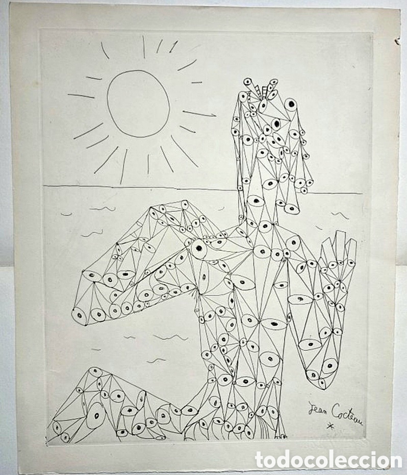 Arte: Jean Cocteau (Maisons-Laffitte,1889 - Milly-la-For&ecirc;t,1963) &rdquo;Trompettes de L'Apocalyse&rdquo; grabado 1958