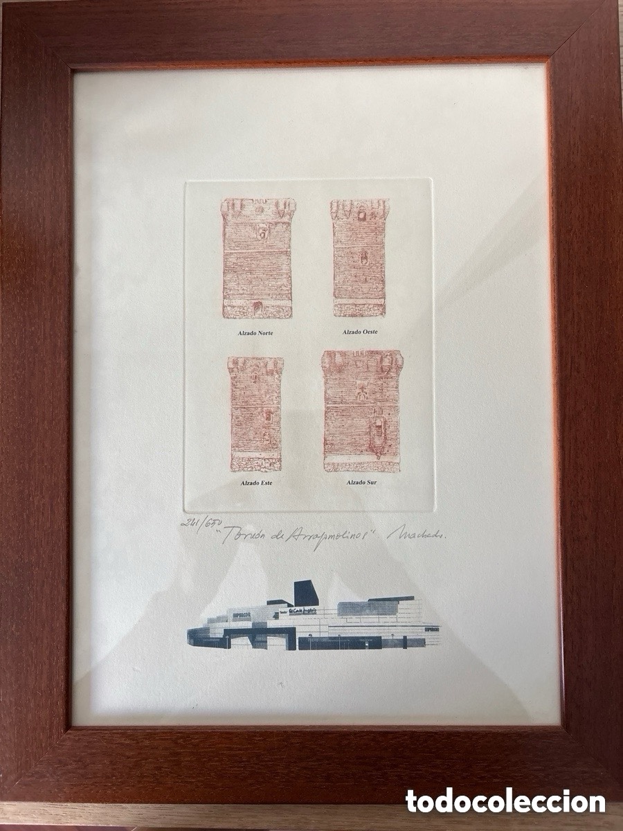 Arte: Grabado firmado y numerado Torre&oacute;n de Arroyomolinos, Machado (A17)