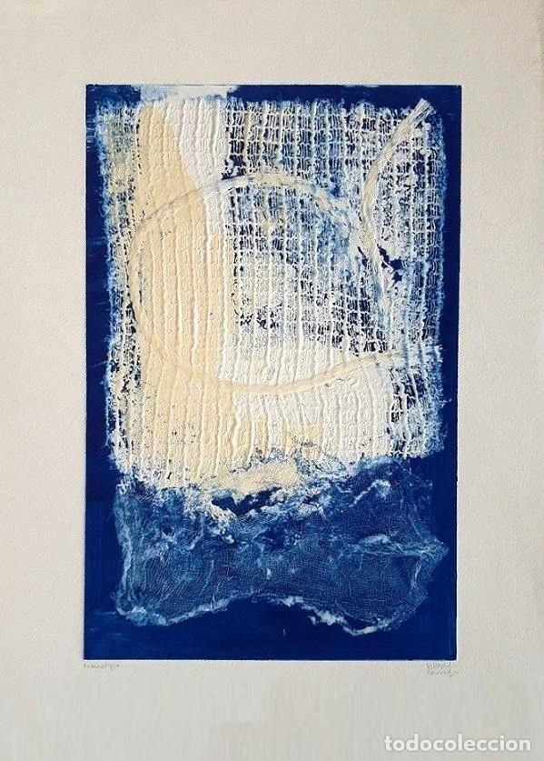 Kunst: Francisco Valladolid Carretero (1953 - ). Monotipo aguatinta color Firmado l&aacute;piz