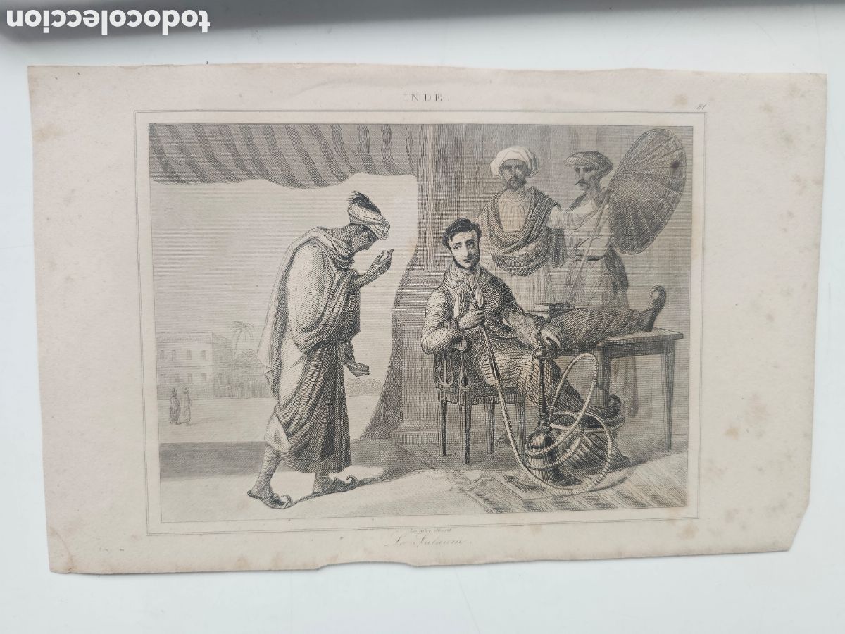 Kunst: Grabado Antiguo Siglo XIX - &rdquo;Le Salaam&rdquo; (India) - Original de 1835