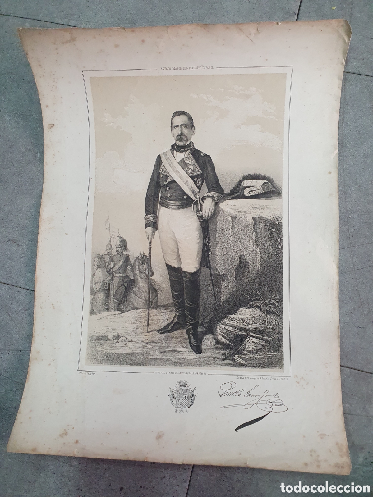 Arte: Grabado s. XIX. Estado Mayor del Ejercito Espa&ntilde;ol. Militar. (L98)