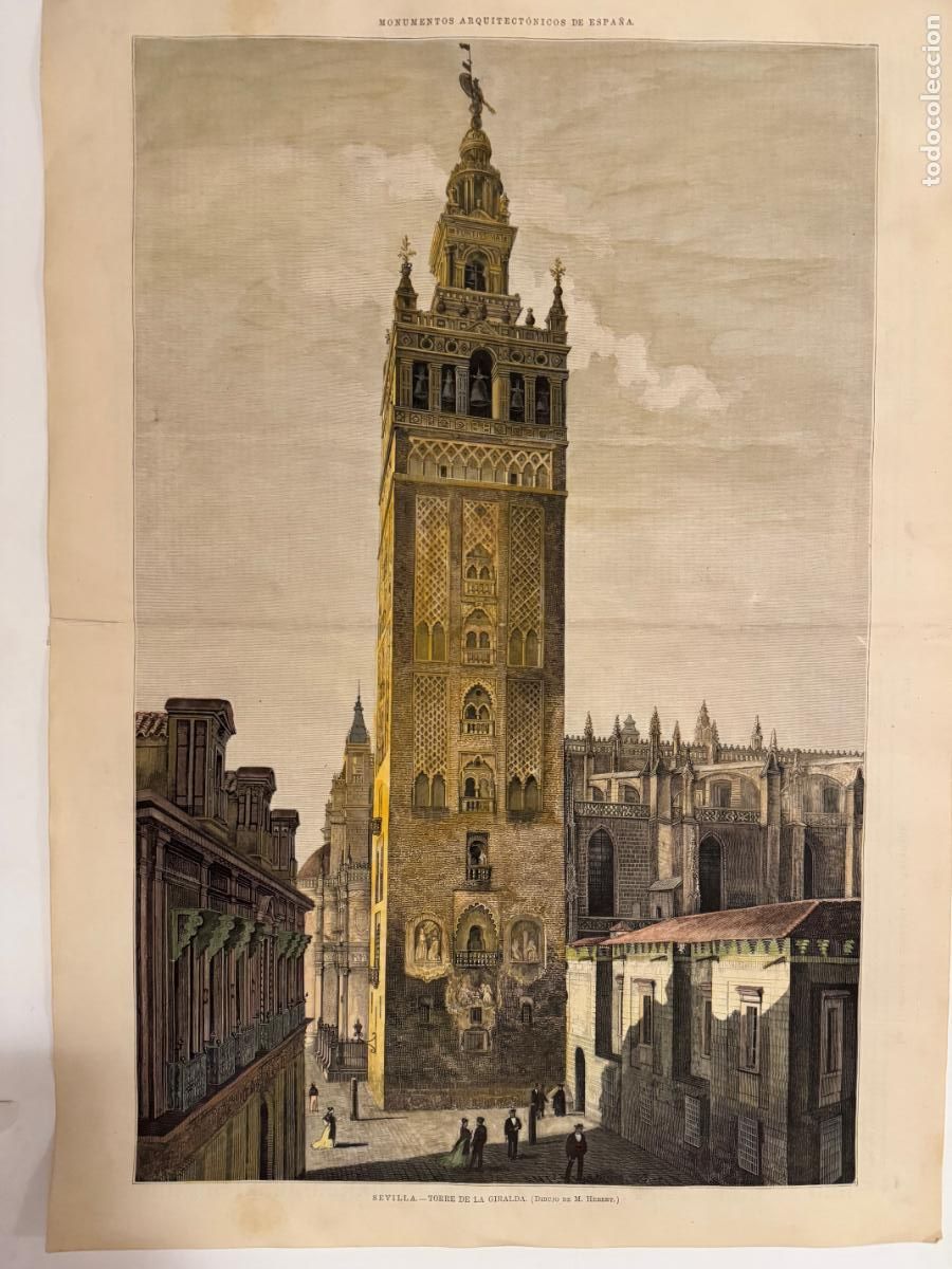 Arte: SEVILLA. TORRE DE LA GIRALDA. - Grabado.