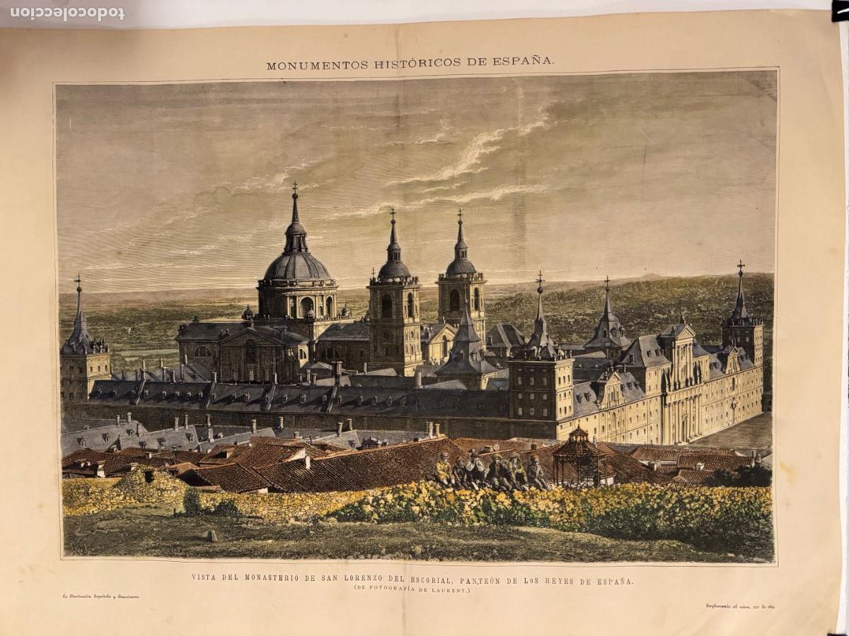 Arte: VISTA DEL MONASTERIO DE SAN LORENZO DEL ESCORIAL. Pante&oacute;n de los Reyes de Espa&ntilde;a. - Grabado.
