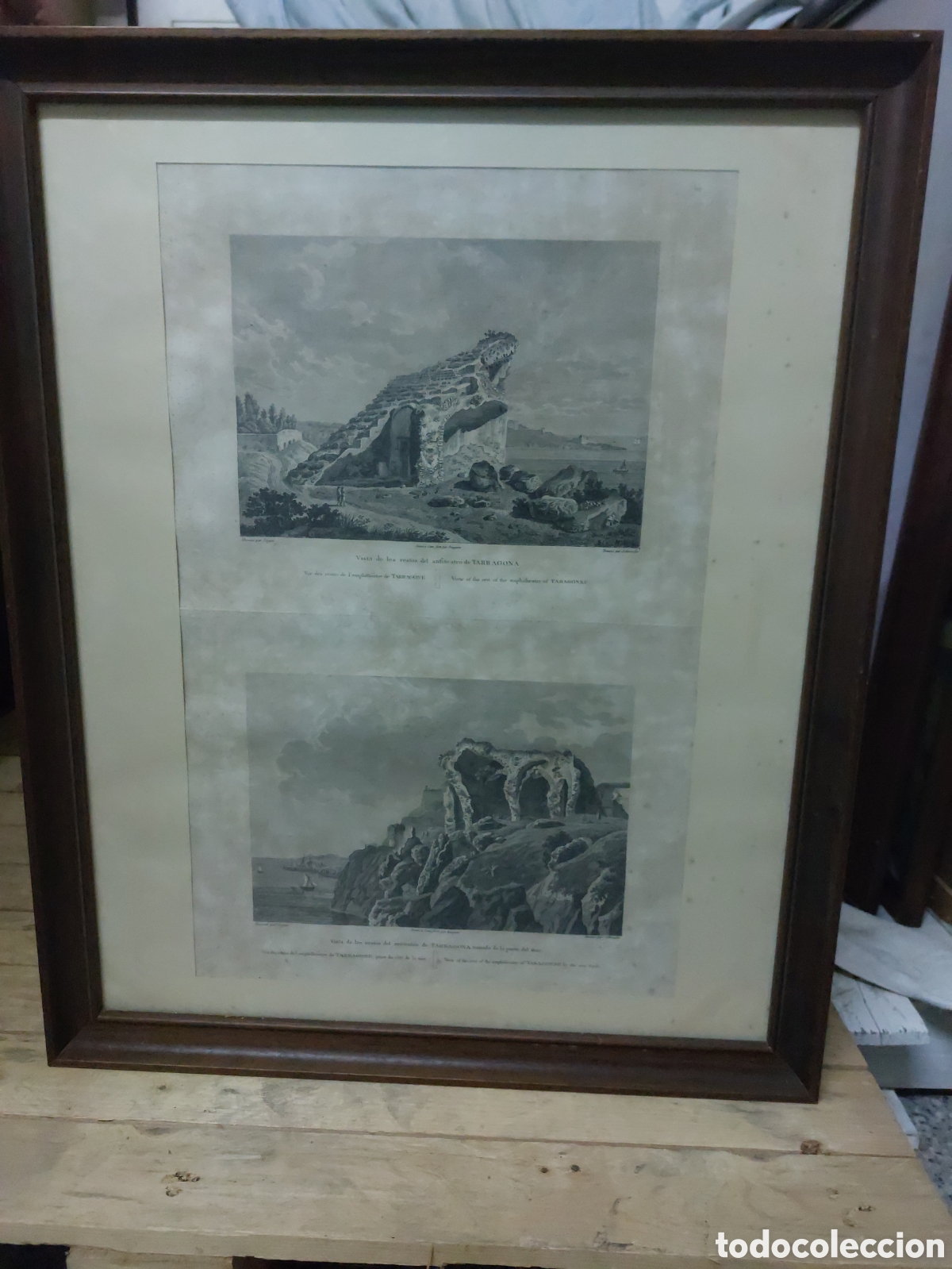 Arte: Grabado de Tarragona enmarcado