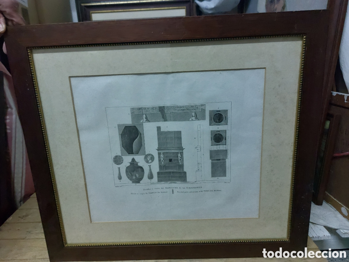 Arte: Grabado de Tarragona enmarcado