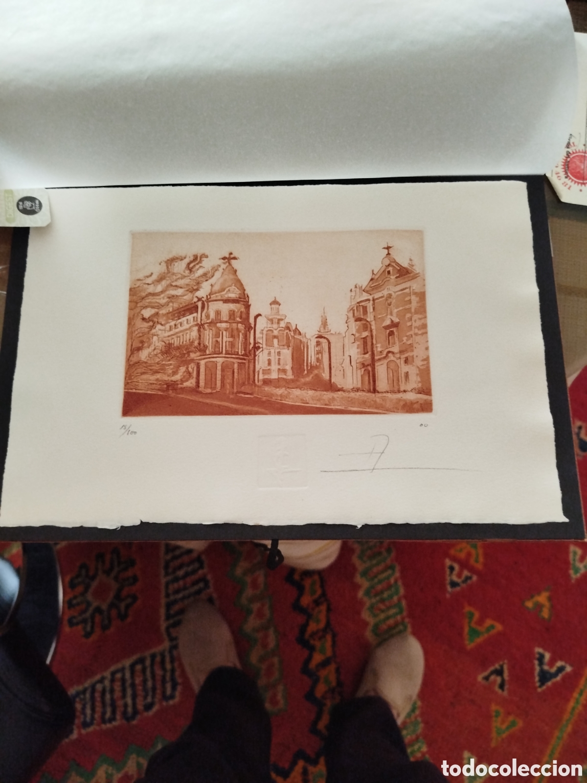 Arte: Grabado Aguafuerte de la Gran Via. Certificado autenticidad