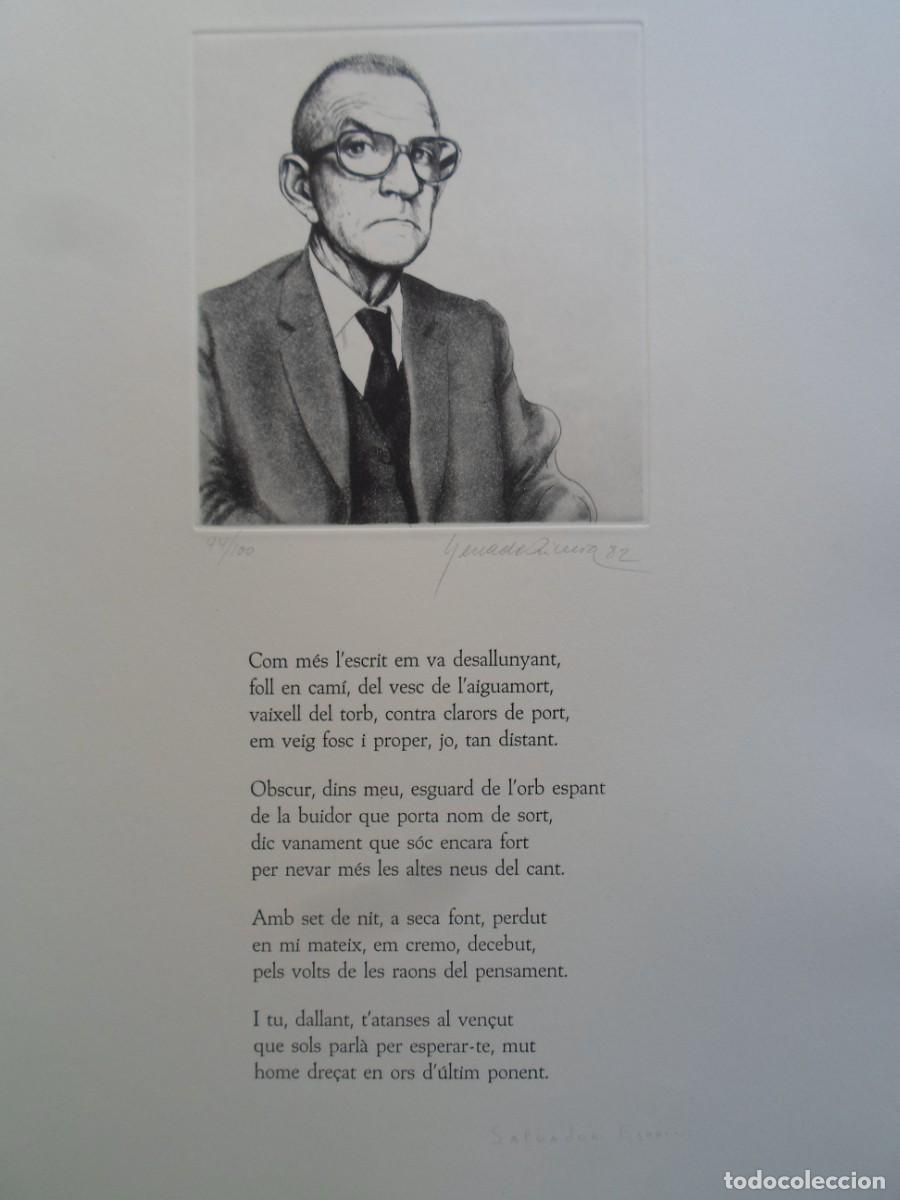 Arte: Xavier Serra de Rivera (Barcelon 1946) grabado 15x17 papel 50x35 firma y /100 poesia Salvador Espriu