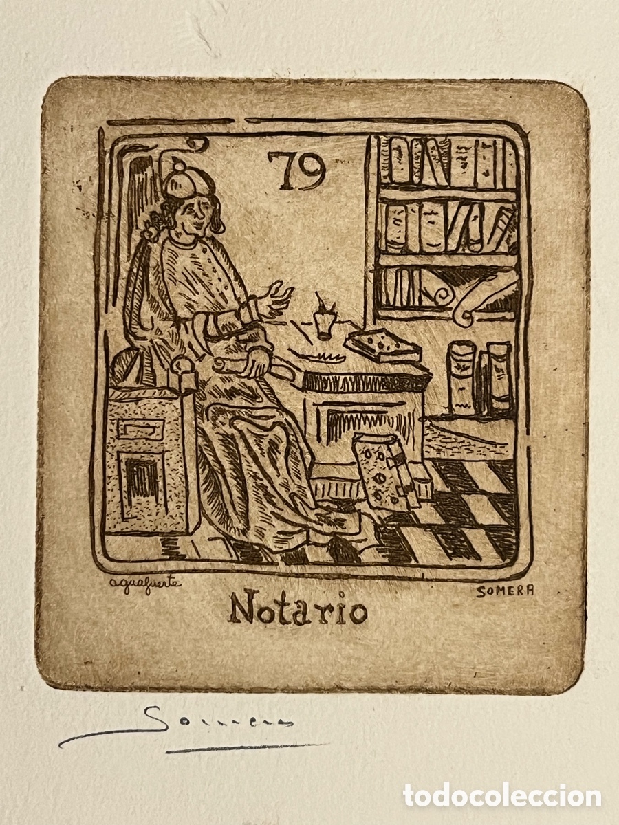 Arte: NOTARIO, 79 - Grabado aguafuerte Somera .. Medidas: 18 x 24 cm., aproximadamente