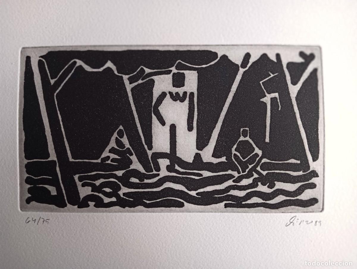 Arte: Manolo Quejido (Sevilla 1946) grabado 11x20 papel 28x38cms firma mano 1989 y num 64/75. Perfecto