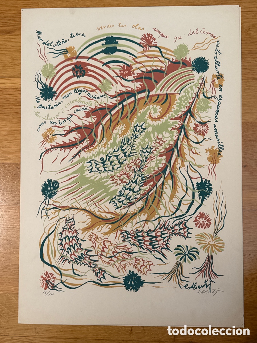 Arte: LIRICOGRAF&Iacute;A ORIGINAL DE RAFAEL ALBERTI. GRABADO NUMERADO Y FIRMADO. A&Ntilde;O 1954. ESPECTACULAR!!!!!!