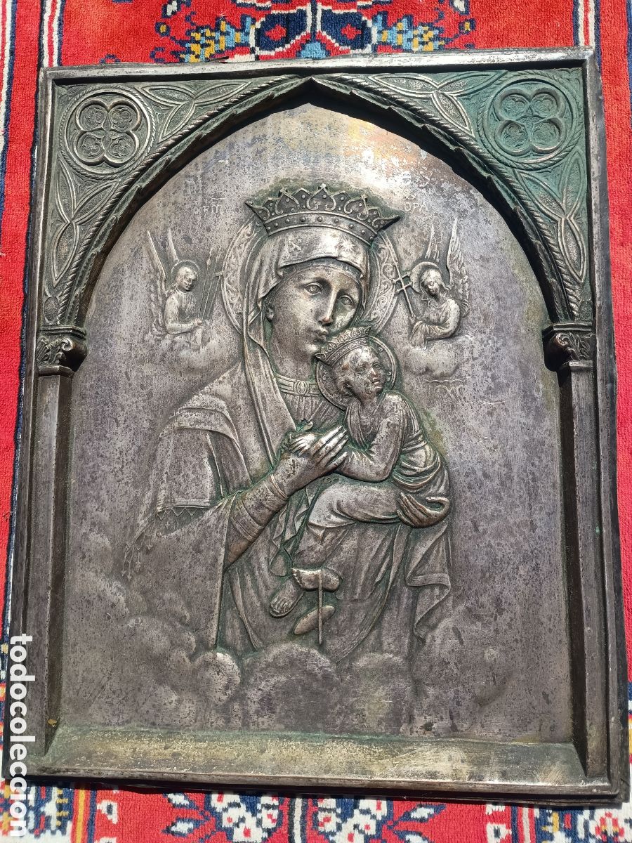 Art: Placa virgen y ni&ntilde;o metal