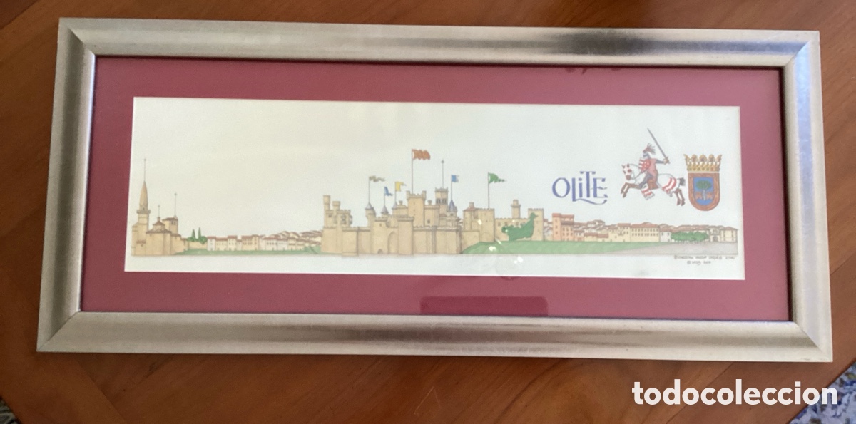 Arte: L&aacute;mina enmarcada de Olite, en Navarra, obra de CHENCHO PARDO VALD&Eacute;S, para Paradores de Espa&ntilde;a.