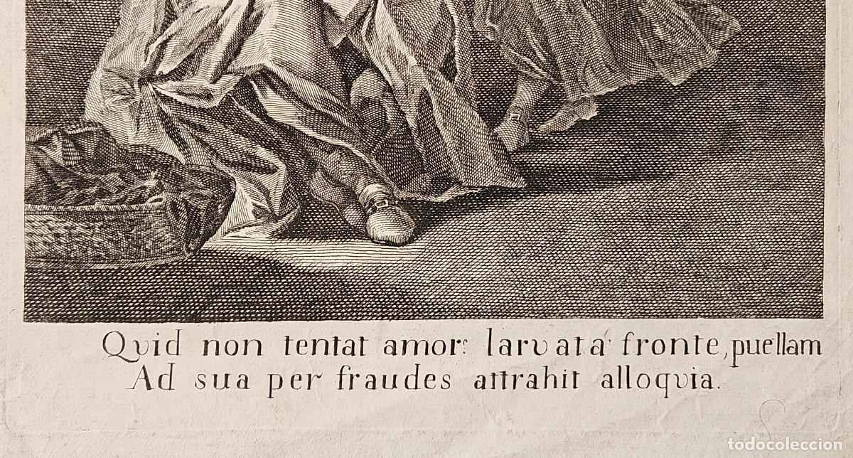 Arte: Grabado. Arlequ&iacute;n como encajera. Francesco Bartolozzi, 1760. - Foto 3