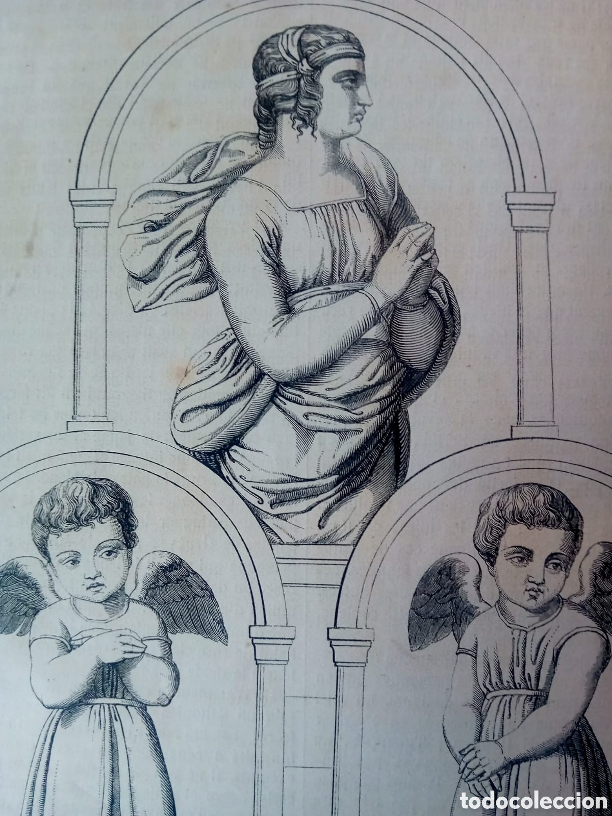 Arte: Grabado Antiguo - Figuras de Rafael (Vaticano) S.XIX